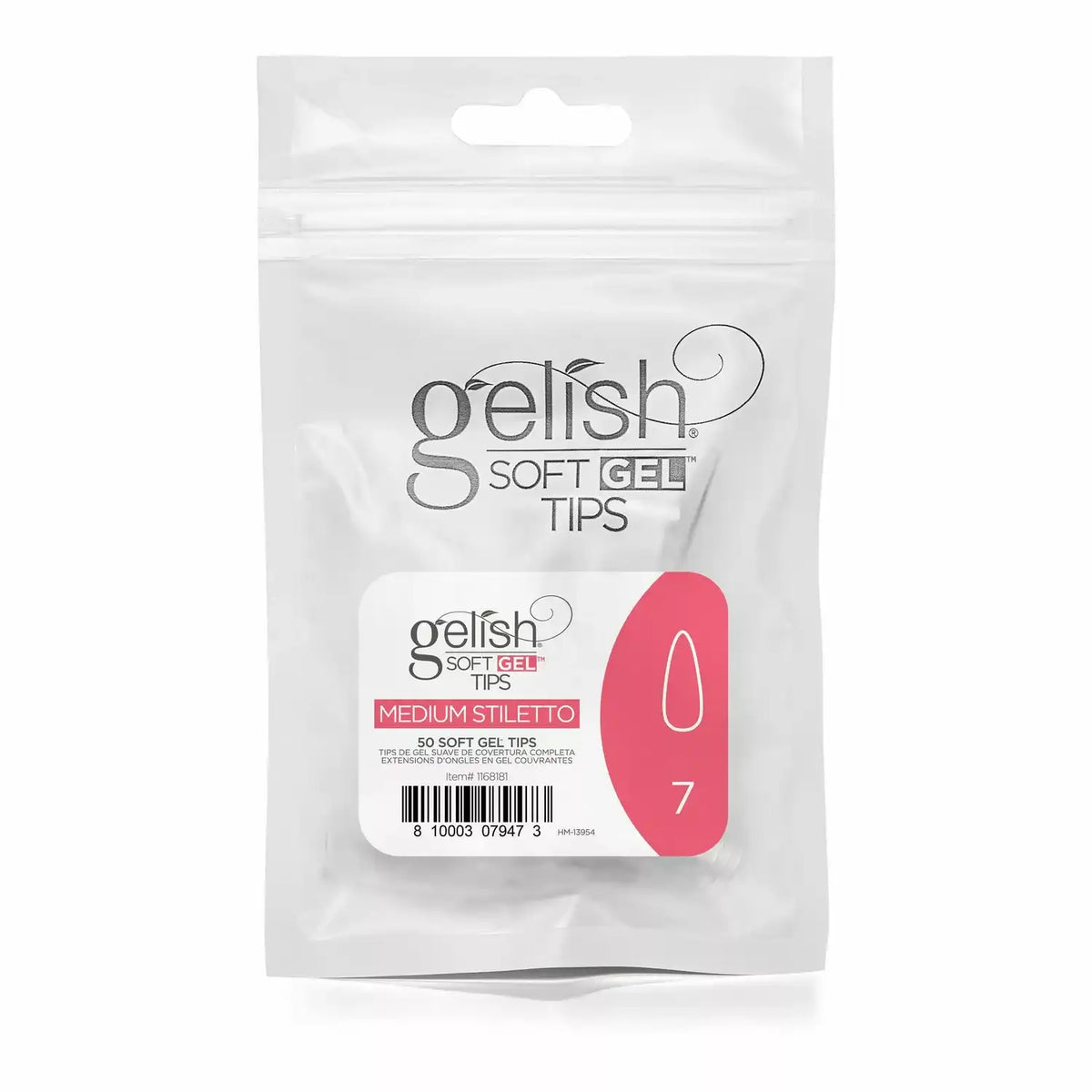 Gelish Soft Gel™ - Tips Refill - Medium Stiletto- Size 7 - 50CT- 1168181