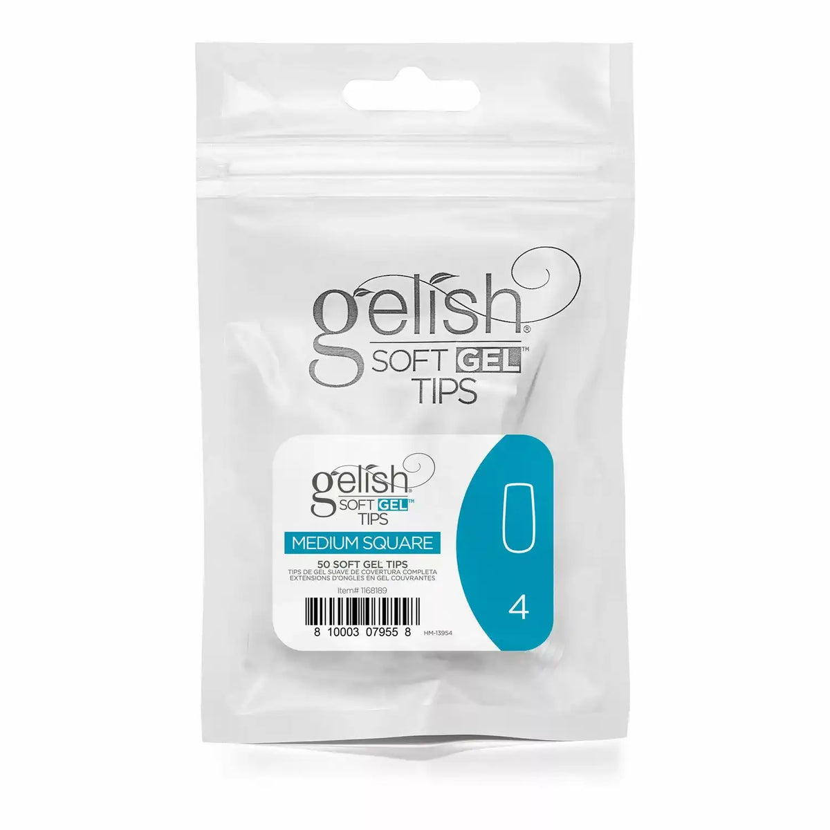 Gelish Soft Gel™ - Tips Refill - Medium Square- Size 4 - 50CT- 1168189