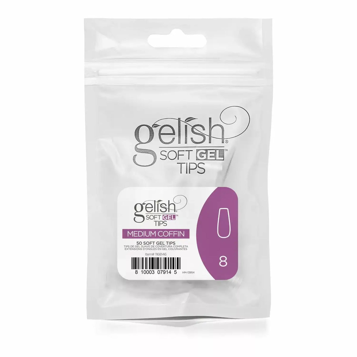 Gelish Soft Gel™ - Tips Refill - Medium Coffin- Size 8 - 50CT- 1168146